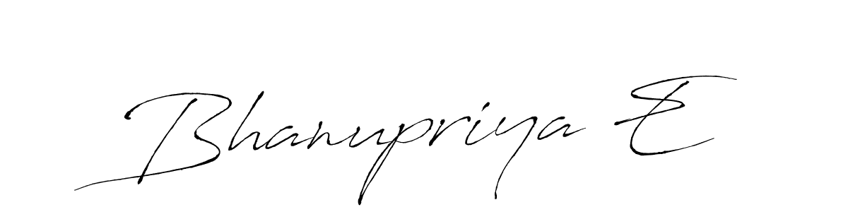 The best way (Antro_Vectra) to make a short signature is to pick only two or three words in your name. The name Bhanupriya E include a total of six letters. For converting this name. Bhanupriya E signature style 6 images and pictures png