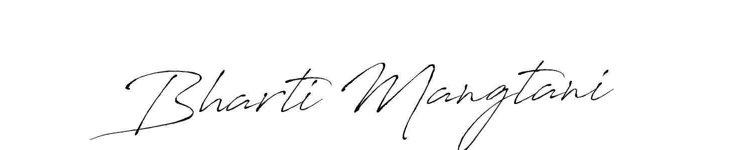 How to make Bharti Mangtani name signature. Use Antro_Vectra style for creating short signs online. This is the latest handwritten sign. Bharti Mangtani signature style 6 images and pictures png