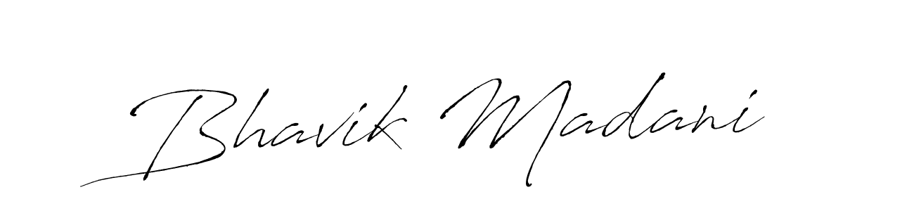 Make a beautiful signature design for name Bhavik Madani. With this signature (Antro_Vectra) style, you can create a handwritten signature for free. Bhavik Madani signature style 6 images and pictures png