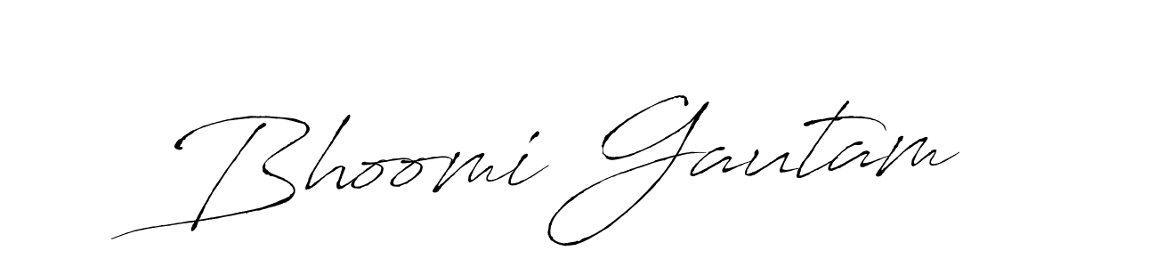Create a beautiful signature design for name Bhoomi Gautam. With this signature (Antro_Vectra) fonts, you can make a handwritten signature for free. Bhoomi Gautam signature style 6 images and pictures png