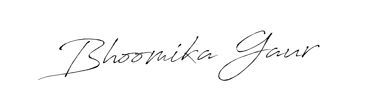 How to make Bhoomika Gaur name signature. Use Antro_Vectra style for creating short signs online. This is the latest handwritten sign. Bhoomika Gaur signature style 6 images and pictures png