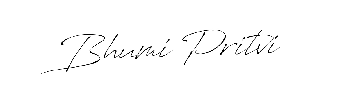 Antro_Vectra is a professional signature style that is perfect for those who want to add a touch of class to their signature. It is also a great choice for those who want to make their signature more unique. Get Bhumi Pritvi name to fancy signature for free. Bhumi Pritvi signature style 6 images and pictures png