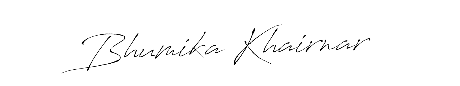 Design your own signature with our free online signature maker. With this signature software, you can create a handwritten (Antro_Vectra) signature for name Bhumika Khairnar. Bhumika Khairnar signature style 6 images and pictures png