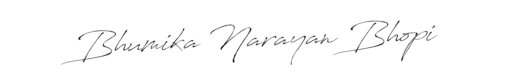 It looks lik you need a new signature style for name Bhumika Narayan Bhopi. Design unique handwritten (Antro_Vectra) signature with our free signature maker in just a few clicks. Bhumika Narayan Bhopi signature style 6 images and pictures png