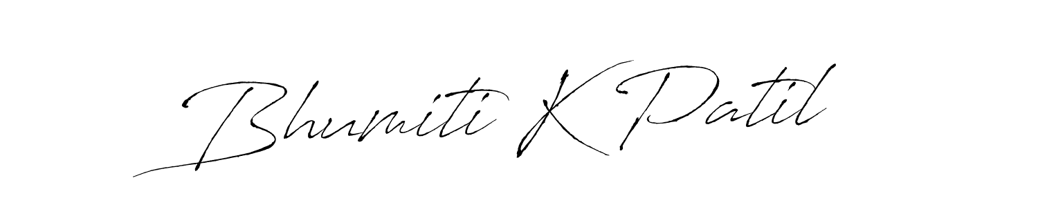 How to make Bhumiti K Patil name signature. Use Antro_Vectra style for creating short signs online. This is the latest handwritten sign. Bhumiti K Patil signature style 6 images and pictures png