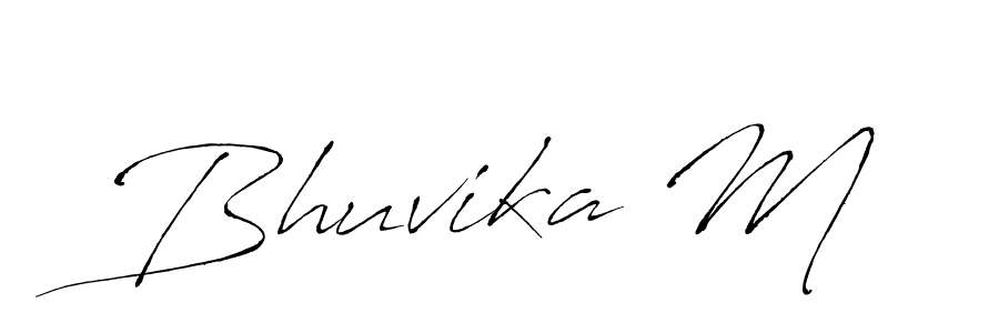 How to make Bhuvika M name signature. Use Antro_Vectra style for creating short signs online. This is the latest handwritten sign. Bhuvika M signature style 6 images and pictures png