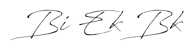 Discover how Bi Ek Bk looks in an executive cursive font (Antro_Vectra). Perfect for legal documents, invoices, and certificates. Bi Ek Bk signature style 6 images and pictures png