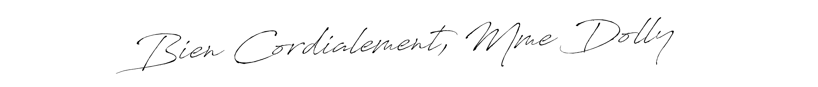 How to make Bien Cordialement, Mme Dolly name signature. Use Antro_Vectra style for creating short signs online. This is the latest handwritten sign. Bien Cordialement, Mme Dolly signature style 6 images and pictures png