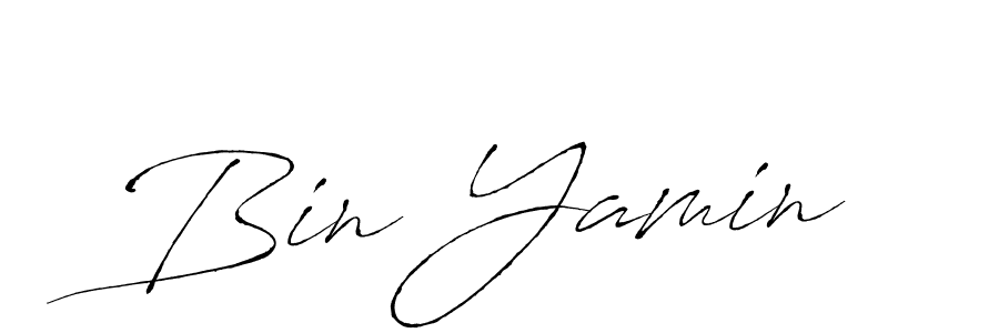 Make a beautiful signature design for name Bin Yamin. With this signature (Antro_Vectra) style, you can create a handwritten signature for free. Bin Yamin signature style 6 images and pictures png