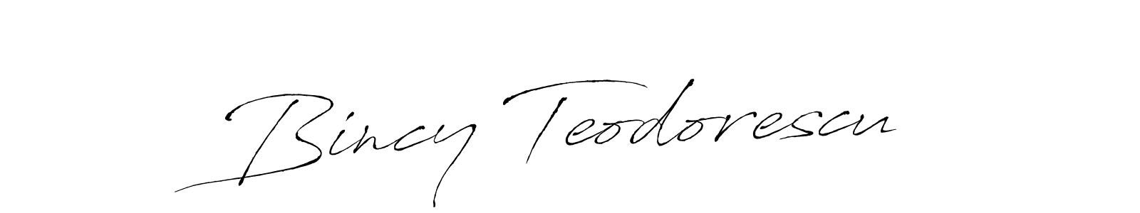 Create a beautiful signature design for name Bincy Teodorescu. With this signature (Antro_Vectra) fonts, you can make a handwritten signature for free. Bincy Teodorescu signature style 6 images and pictures png