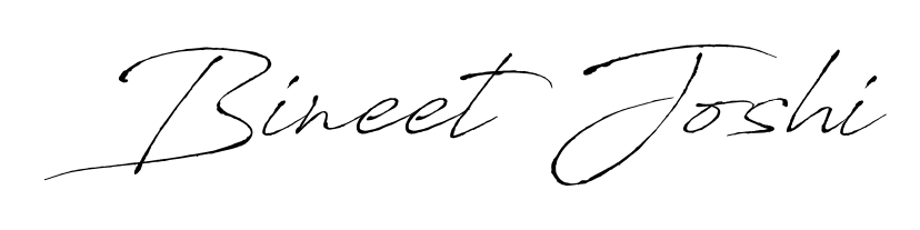 Express your personality with a custom Bineet Joshi signature crafted with Antro_Vectra typography. Free transparent PNG download available. Bineet Joshi signature style 6 images and pictures png