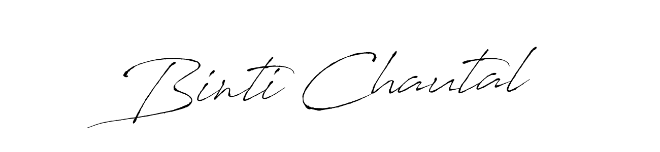 The best way (Antro_Vectra) to make a short signature is to pick only two or three words in your name. The name Binti Chautal include a total of six letters. For converting this name. Binti Chautal signature style 6 images and pictures png