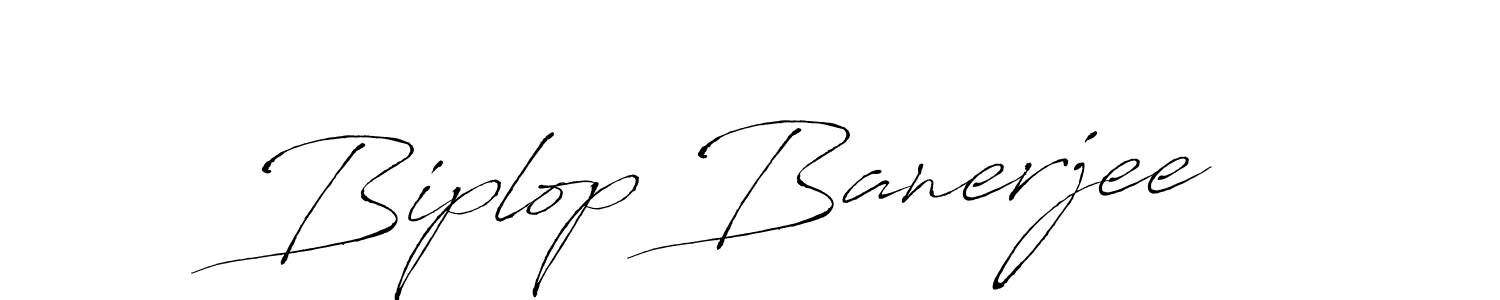How to make Biplop Banerjee name signature. Use Antro_Vectra style for creating short signs online. This is the latest handwritten sign. Biplop Banerjee signature style 6 images and pictures png