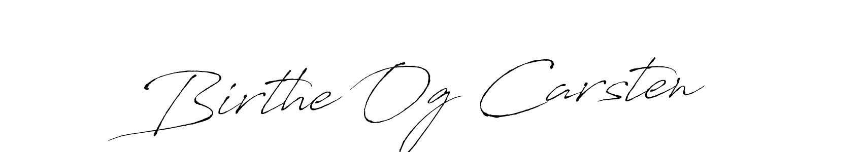 How to make Birthe Og Carsten name signature. Use Antro_Vectra style for creating short signs online. This is the latest handwritten sign. Birthe Og Carsten signature style 6 images and pictures png