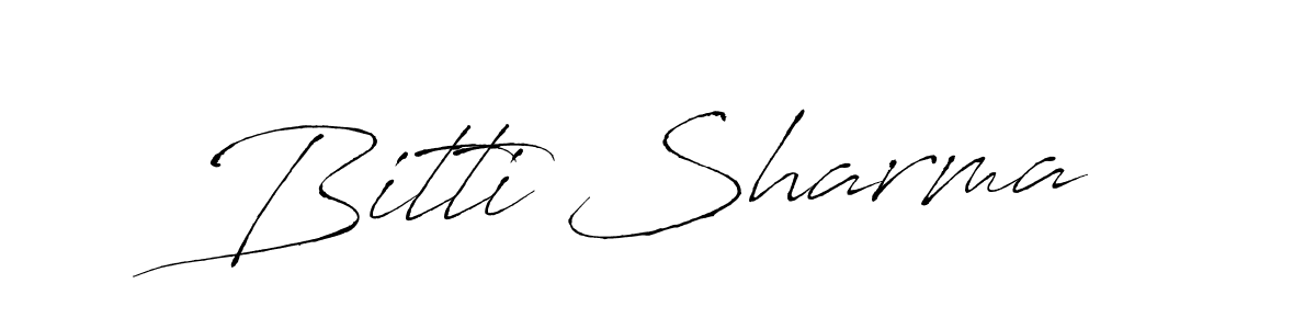 Make a beautiful signature design for name Bitti Sharma. With this signature (Antro_Vectra) style, you can create a handwritten signature for free. Bitti Sharma signature style 6 images and pictures png