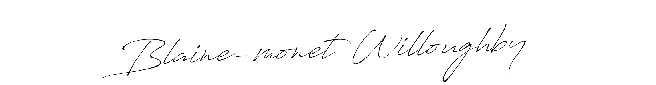 How to make Blaine-monet Willoughby name signature. Use Antro_Vectra style for creating short signs online. This is the latest handwritten sign. Blaine-monet Willoughby signature style 6 images and pictures png