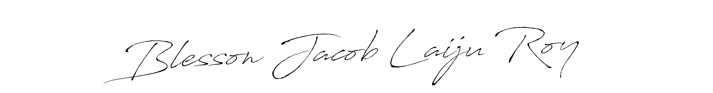 How to make Blesson Jacob Laiju Roy name signature. Use Antro_Vectra style for creating short signs online. This is the latest handwritten sign. Blesson Jacob Laiju Roy signature style 6 images and pictures png