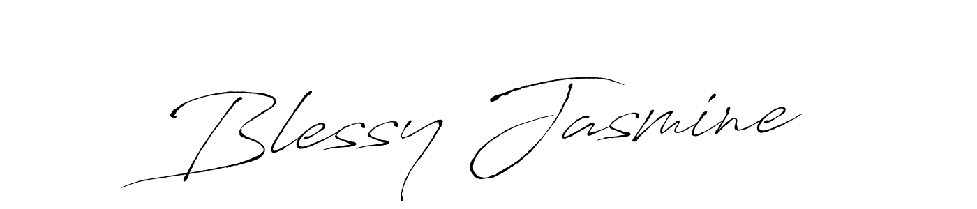 Create a beautiful signature design for name Blessy Jasmine. With this signature (Antro_Vectra) fonts, you can make a handwritten signature for free. Blessy Jasmine signature style 6 images and pictures png