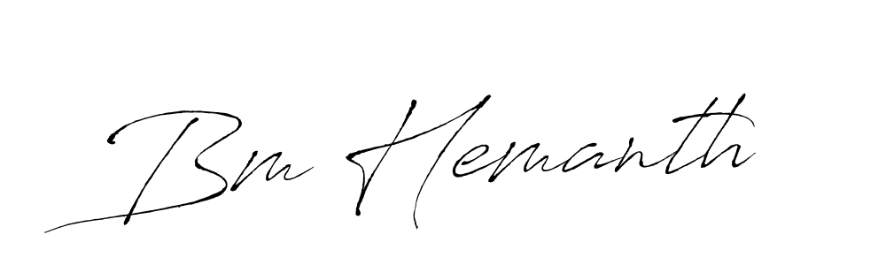 Use a signature maker to create a handwritten signature online. With this signature software, you can design (Antro_Vectra) your own signature for name Bm Hemanth. Bm Hemanth signature style 6 images and pictures png