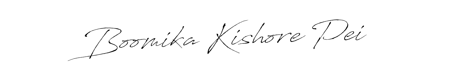 Make a beautiful signature design for name Boomika Kishore Pei. With this signature (Antro_Vectra) style, you can create a handwritten signature for free. Boomika Kishore Pei signature style 6 images and pictures png