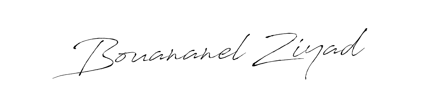How to make Bouananel Ziyad name signature. Use Antro_Vectra style for creating short signs online. This is the latest handwritten sign. Bouananel Ziyad signature style 6 images and pictures png