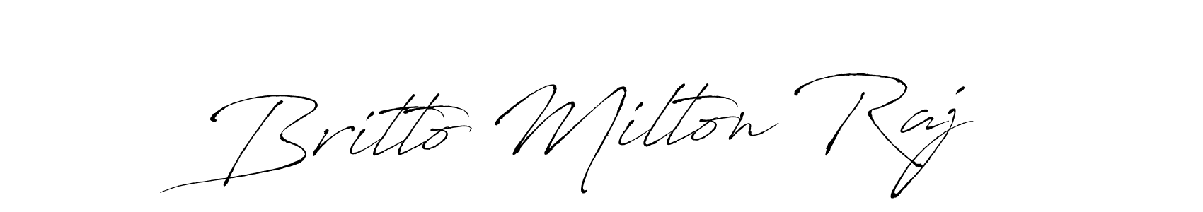 Antro_Vectra is a professional signature style that is perfect for those who want to add a touch of class to their signature. It is also a great choice for those who want to make their signature more unique. Get Britto Milton Raj name to fancy signature for free. Britto Milton Raj signature style 6 images and pictures png