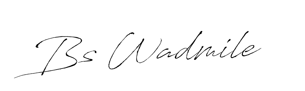 How to make Bs Wadmile name signature. Use Antro_Vectra style for creating short signs online. This is the latest handwritten sign. Bs Wadmile signature style 6 images and pictures png