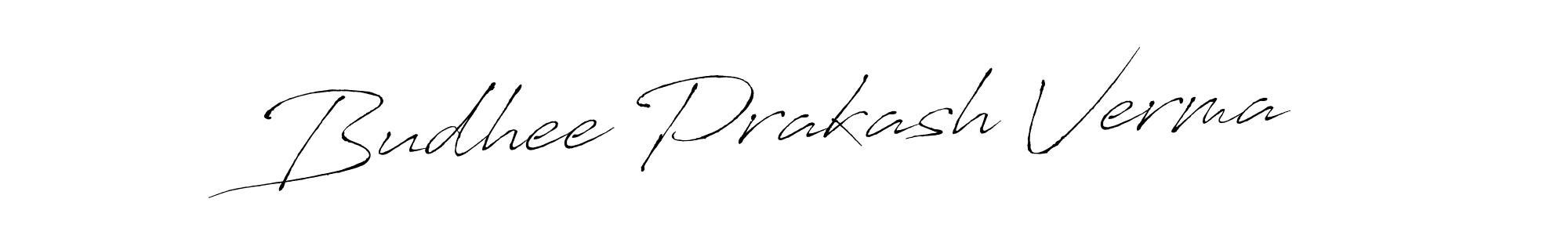 How to make Budhee Prakash Verma name signature. Use Antro_Vectra style for creating short signs online. This is the latest handwritten sign. Budhee Prakash Verma signature style 6 images and pictures png