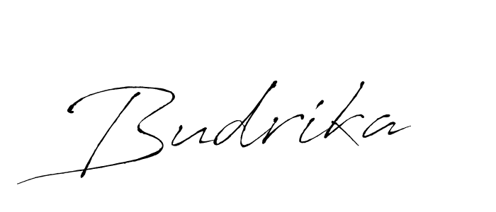 Use a signature maker to create a handwritten signature online. With this signature software, you can design (Antro_Vectra) your own signature for name Budrika. Budrika signature style 6 images and pictures png