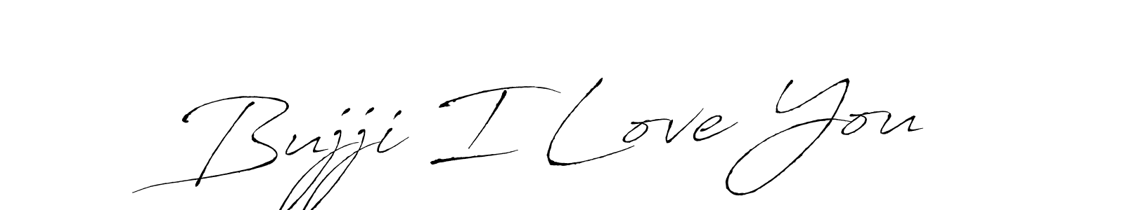 The best way (Antro_Vectra) to make a short signature is to pick only two or three words in your name. The name Bujji I Love You include a total of six letters. For converting this name. Bujji I Love You signature style 6 images and pictures png