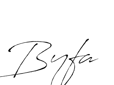 Use a signature maker to create a handwritten signature online. With this signature software, you can design (Antro_Vectra) your own signature for name Byfa. Byfa signature style 6 images and pictures png