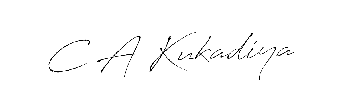 The best way (Antro_Vectra) to make a short signature is to pick only two or three words in your name. The name C A Kukadiya include a total of six letters. For converting this name. C A Kukadiya signature style 6 images and pictures png