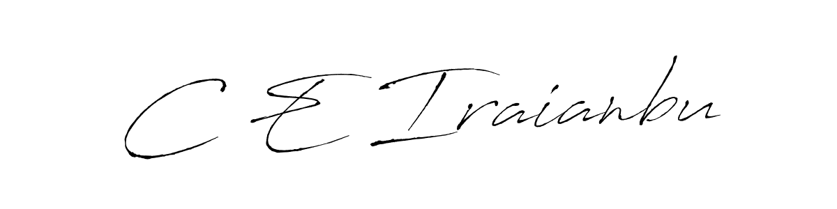 The best way (Antro_Vectra) to make a short signature is to pick only two or three words in your name. The name C E Iraianbu include a total of six letters. For converting this name. C E Iraianbu signature style 6 images and pictures png