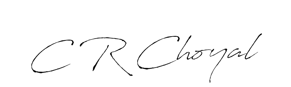 The best way (Antro_Vectra) to make a short signature is to pick only two or three words in your name. The name C R Choyal include a total of six letters. For converting this name. C R Choyal signature style 6 images and pictures png