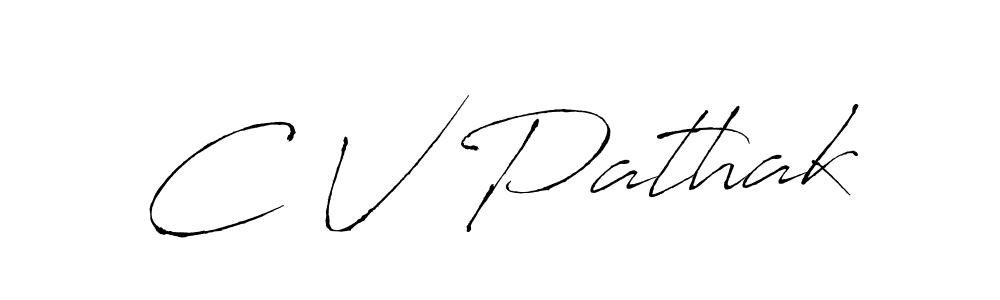 The best way (Antro_Vectra) to make a short signature is to pick only two or three words in your name. The name C V Pathak include a total of six letters. For converting this name. C V Pathak signature style 6 images and pictures png