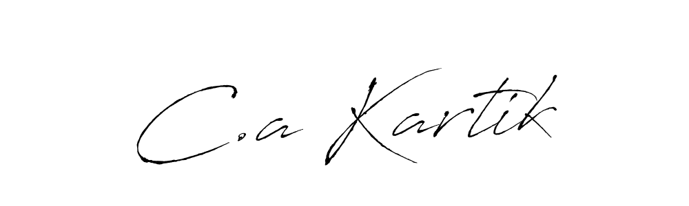 The best way (Antro_Vectra) to make a short signature is to pick only two or three words in your name. The name C.a Kartik include a total of six letters. For converting this name. C.a Kartik signature style 6 images and pictures png