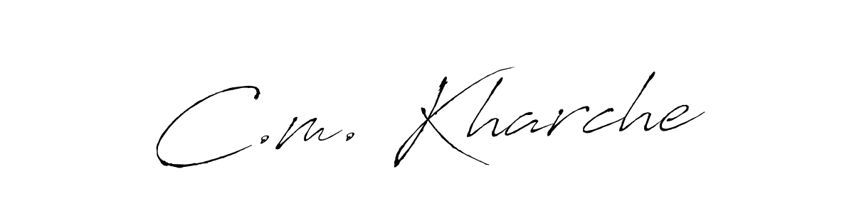 Use a signature maker to create a handwritten signature online. With this signature software, you can design (Antro_Vectra) your own signature for name C.m. Kharche. C.m. Kharche signature style 6 images and pictures png