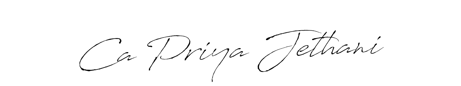 How to make Ca Priya Jethani name signature. Use Antro_Vectra style for creating short signs online. This is the latest handwritten sign. Ca Priya Jethani signature style 6 images and pictures png