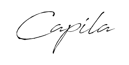 Stand out with a creative autograph for Capila. The Antro_Vectra styling blends modern aesthetics with classic signature flourishes. Capila signature style 6 images and pictures png