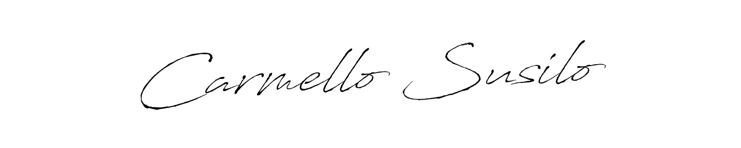 How to make Carmello Susilo name signature. Use Antro_Vectra style for creating short signs online. This is the latest handwritten sign. Carmello Susilo signature style 6 images and pictures png