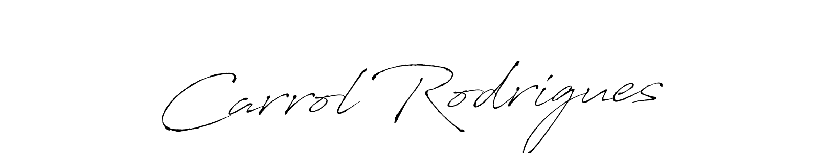 How to make Carrol Rodrigues name signature. Use Antro_Vectra style for creating short signs online. This is the latest handwritten sign. Carrol Rodrigues signature style 6 images and pictures png