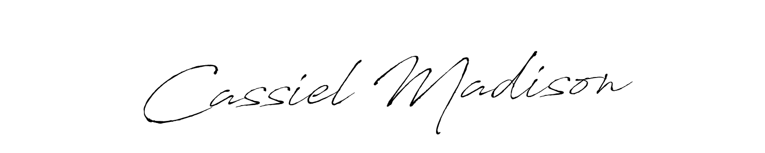 The best way (Antro_Vectra) to make a short signature is to pick only two or three words in your name. The name Cassiel Madison include a total of six letters. For converting this name. Cassiel Madison signature style 6 images and pictures png