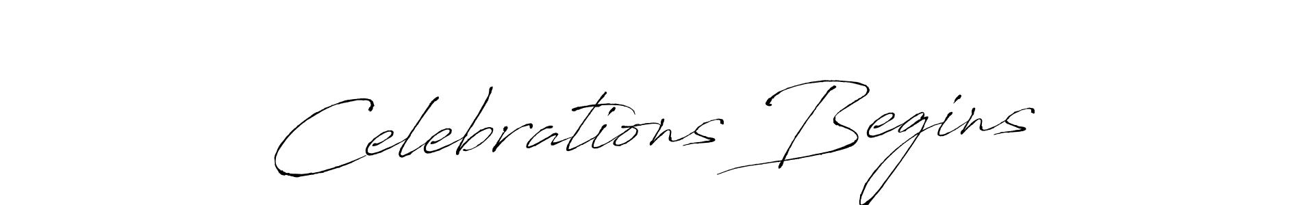 Design your own signature with our free online signature maker. With this signature software, you can create a handwritten (Antro_Vectra) signature for name Celebrations Begins. Celebrations Begins signature style 6 images and pictures png