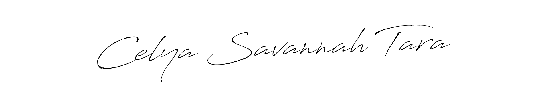 How to make Celya Savannah Tara name signature. Use Antro_Vectra style for creating short signs online. This is the latest handwritten sign. Celya Savannah Tara signature style 6 images and pictures png