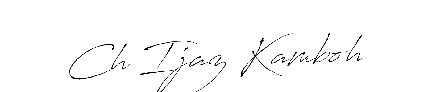 The best way (Antro_Vectra) to make a short signature is to pick only two or three words in your name. The name Ch Ijaz Kamboh include a total of six letters. For converting this name. Ch Ijaz Kamboh signature style 6 images and pictures png