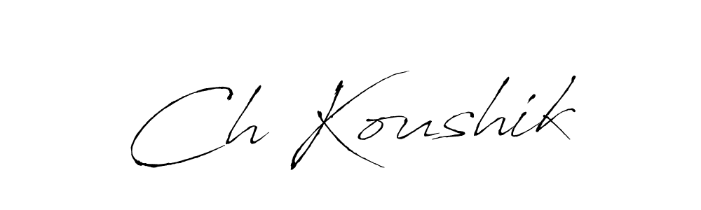 How to make Ch Koushik name signature. Use Antro_Vectra style for creating short signs online. This is the latest handwritten sign. Ch Koushik signature style 6 images and pictures png