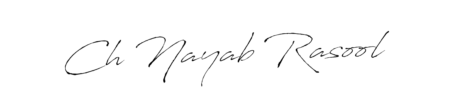 The best way (Antro_Vectra) to make a short signature is to pick only two or three words in your name. The name Ch Nayab Rasool include a total of six letters. For converting this name. Ch Nayab Rasool signature style 6 images and pictures png