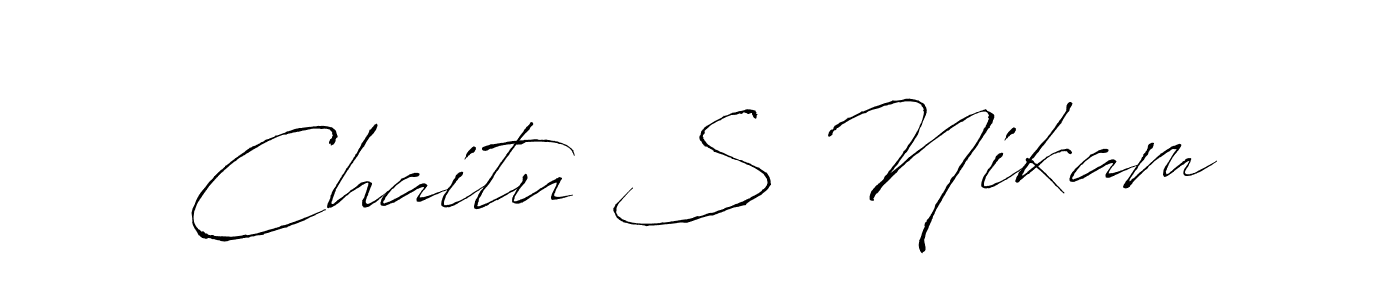 How to make Chaitu S Nikam name signature. Use Antro_Vectra style for creating short signs online. This is the latest handwritten sign. Chaitu S Nikam signature style 6 images and pictures png