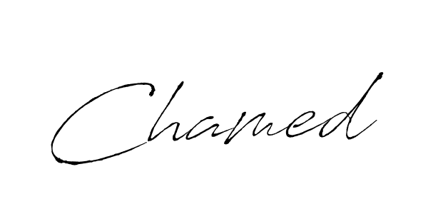 Make a beautiful signature design for name Chamed. With this signature (Antro_Vectra) style, you can create a handwritten signature for free. Chamed signature style 6 images and pictures png