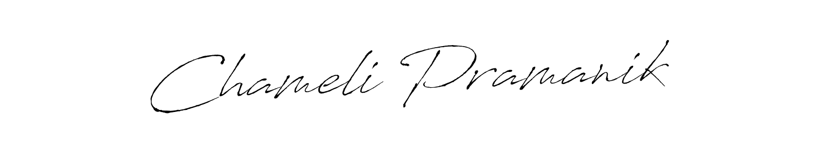 How to make Chameli Pramanik name signature. Use Antro_Vectra style for creating short signs online. This is the latest handwritten sign. Chameli Pramanik signature style 6 images and pictures png